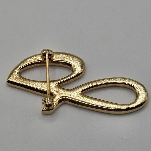 VTG Brooch Monogram Script Letter Insignia "G" Lower Case Gift Gold Tone Pin - Picture 3 of 7